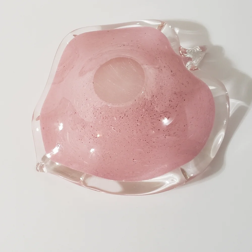 Art Glass Heart Candy Dish Trinket Dish